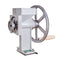 Country Living Grain Mill with metal flywheel, wooden hand crank, and mounting base on a white background.