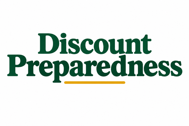 Green-and-gold Discount Preparedness wordmark